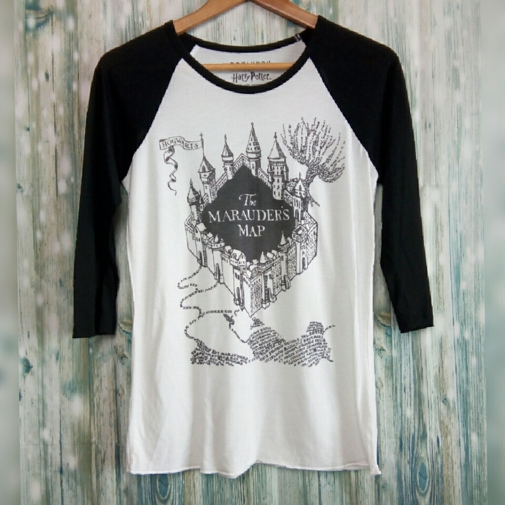 Warner Bros. Black and White Marauder's Map Women's Top